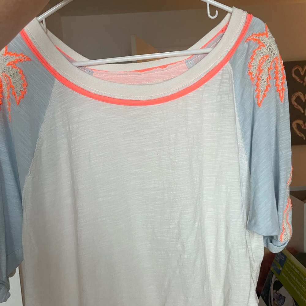 Free People cropped embroidered palm tree tee